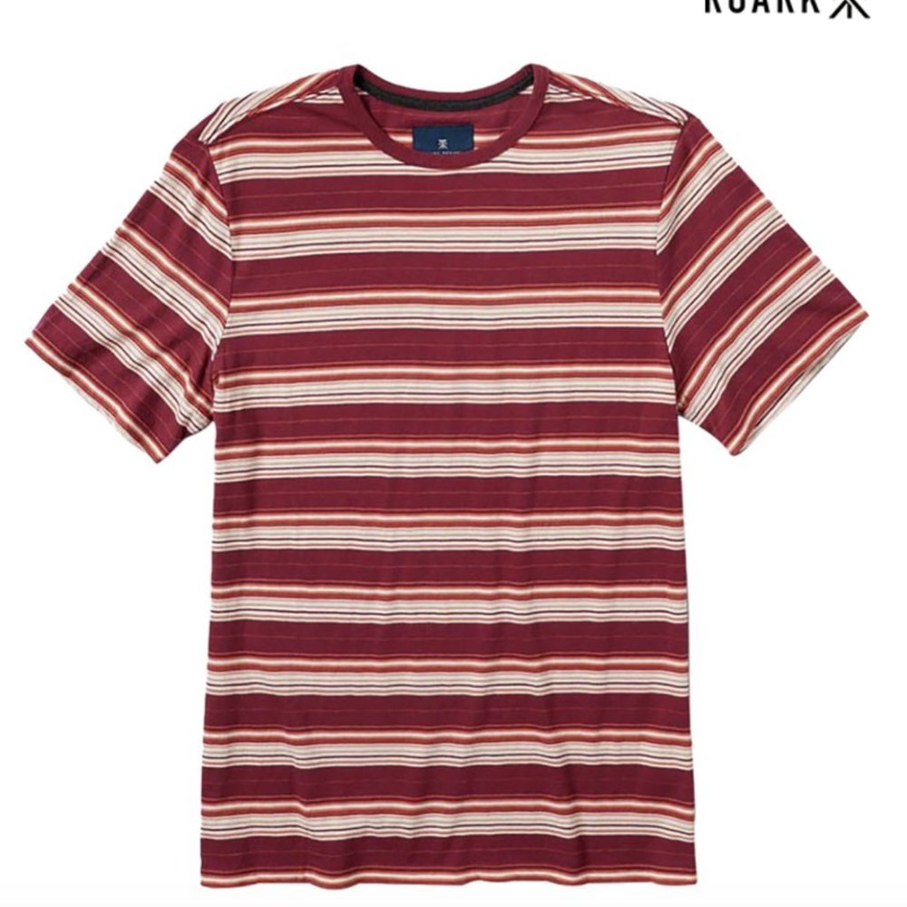 NWT Roark Revival The Jam Knit SS Tshirt burgundy red stripe men's M